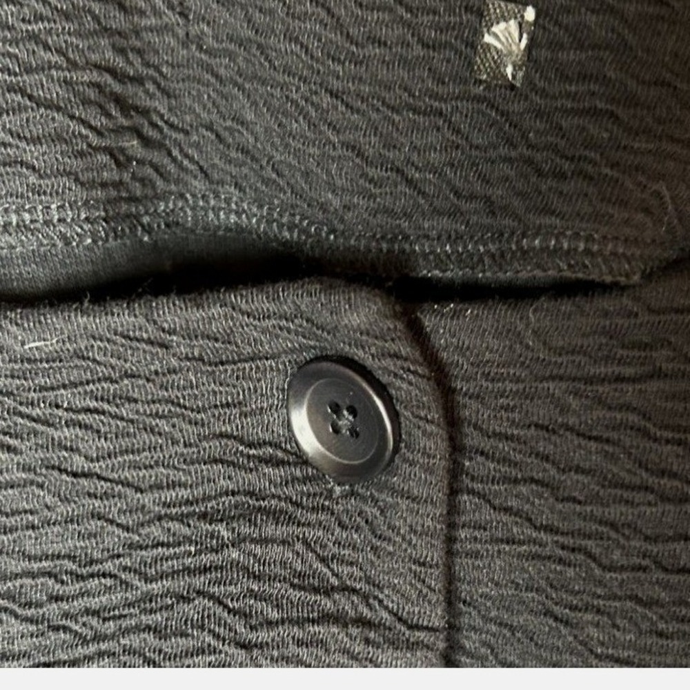 Eileen Fisher System Organic Cotton Black Long Jacket Collarless Pockets Large - Picture 7 of 8